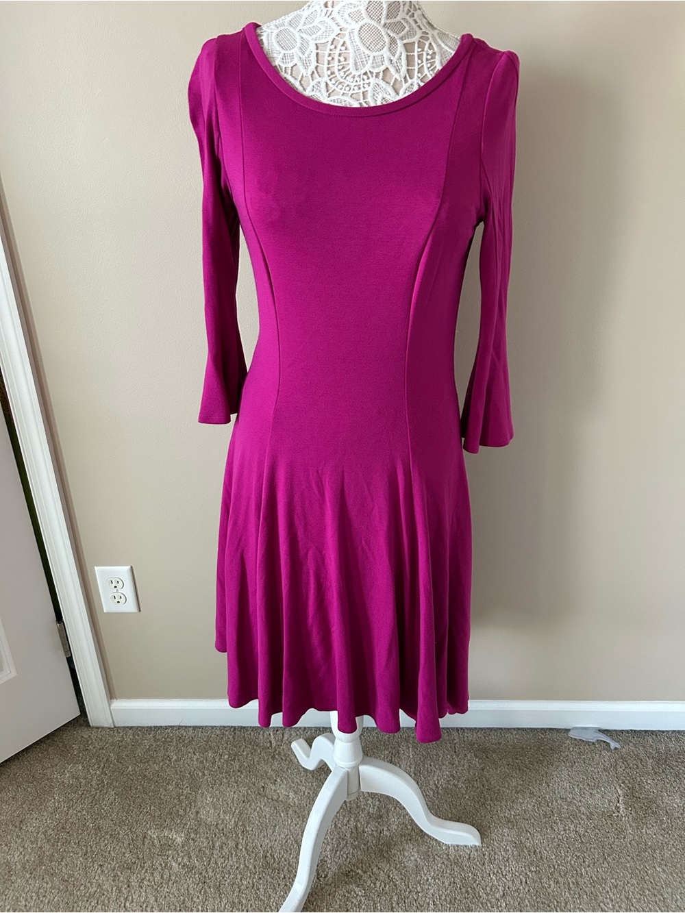 Yoana Baraschi Magenta Long-Sleeve Fit & Flare Dress